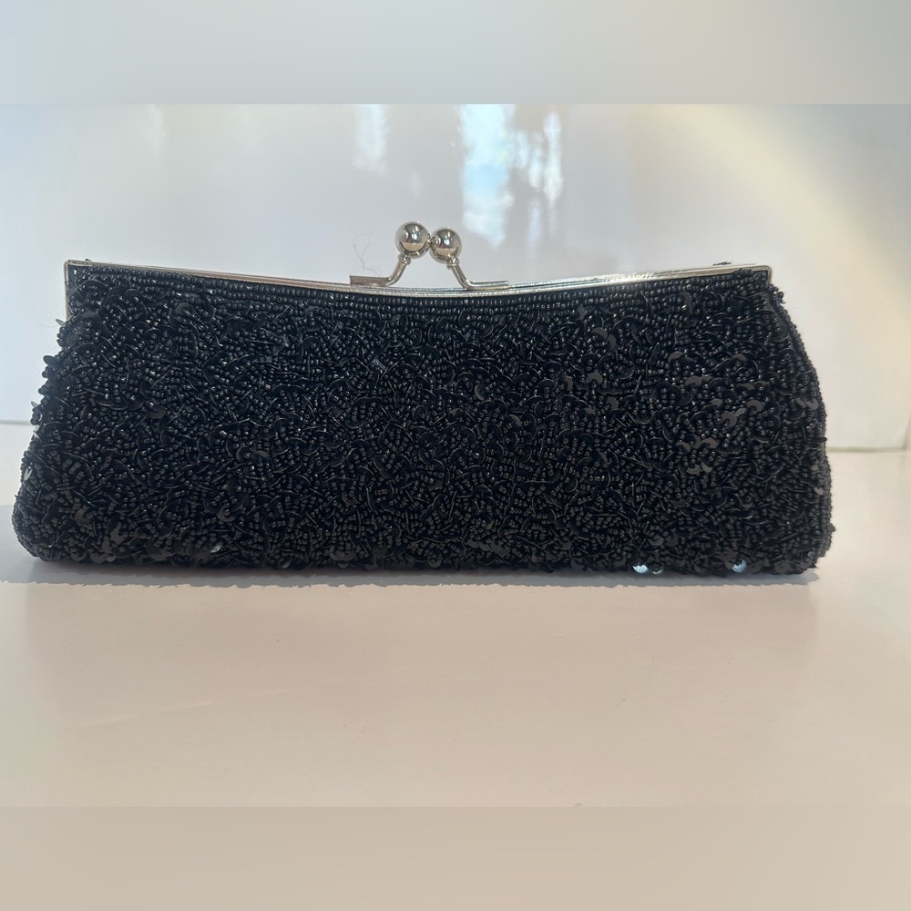 Black beaded clutch